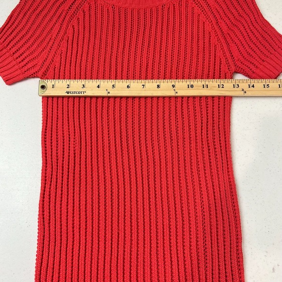 Derek Lam Womens Sweater Top Size Small Red Ribbed Knit Short Sleeve Crew Tunic - Picture 8 of 10